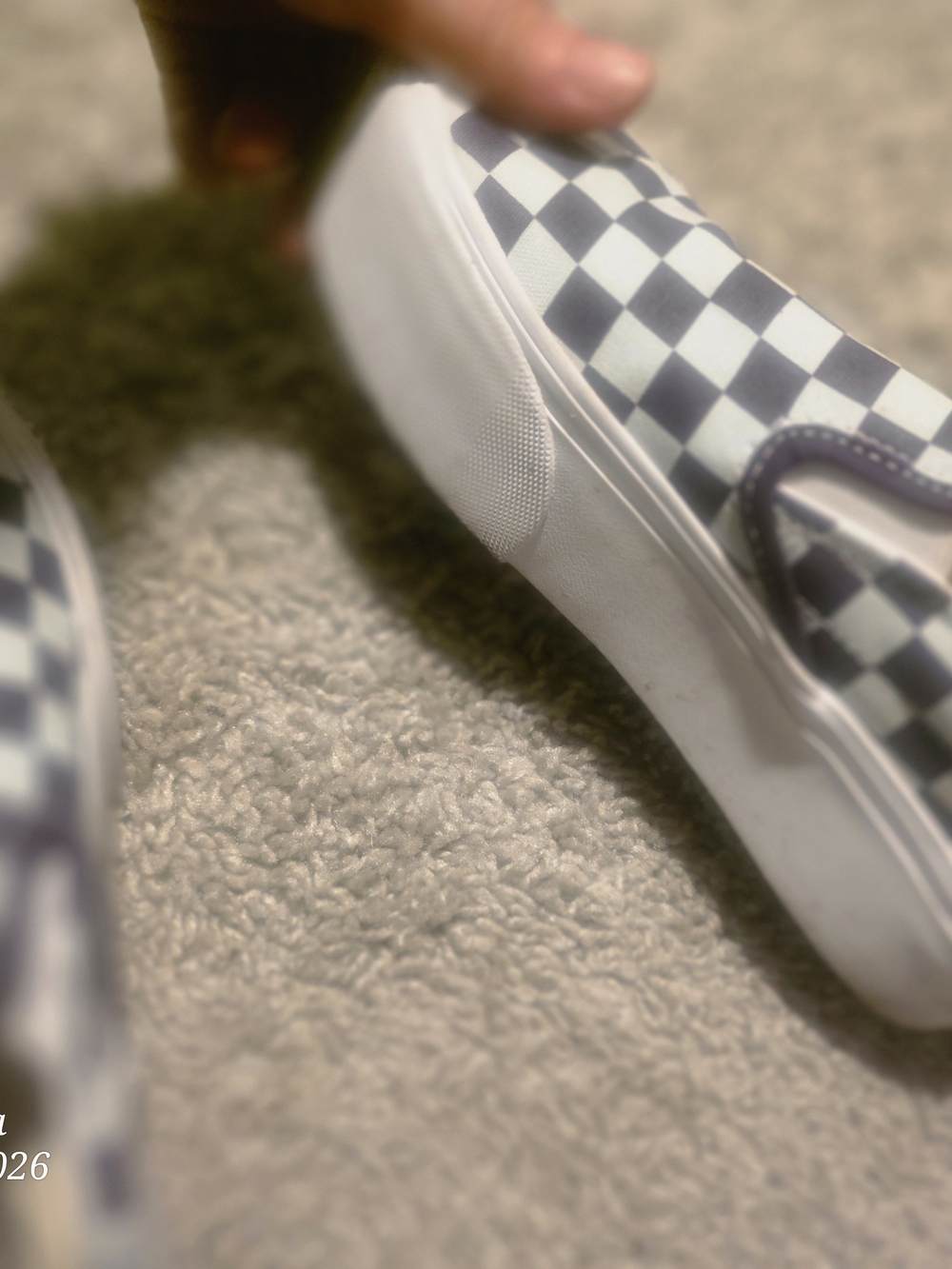 Vans Kids Checkerboard Slip-On Sneakers in Navy and White